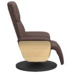 Fauteuil inclinable avec repose-pieds marron similicuir – Image 2