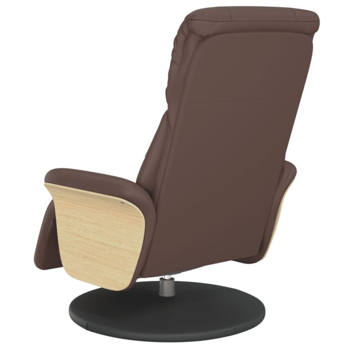 Fauteuil inclinable avec repose-pieds marron similicuir – Image 3