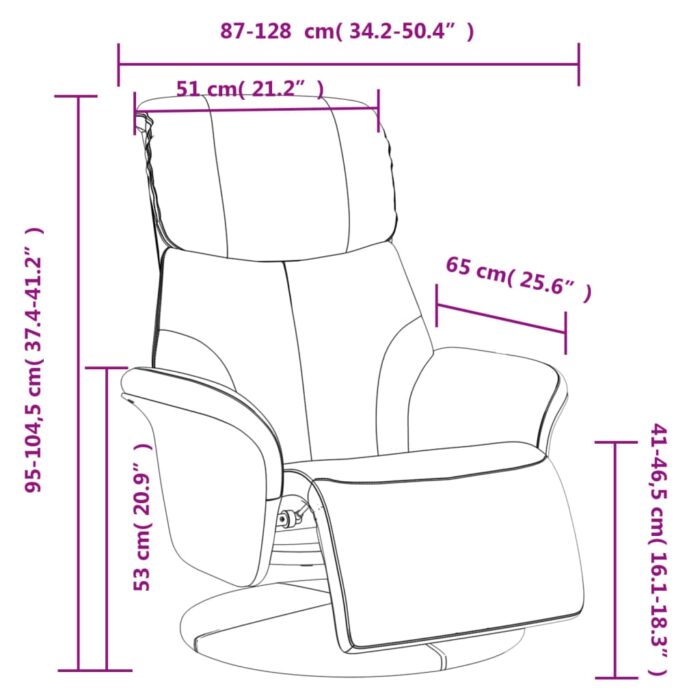 Fauteuil inclinable avec repose-pieds marron similicuir – Image 7