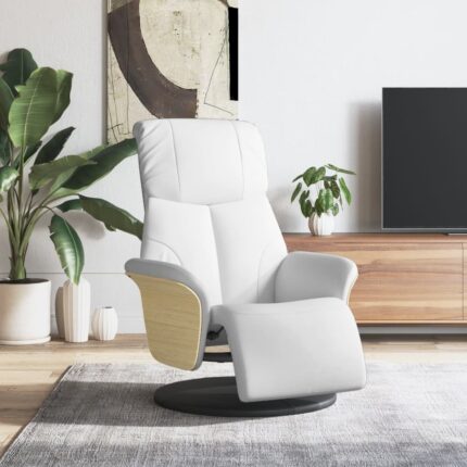 Fauteuil inclinable avec repose-pieds blanc similicuir