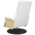 Fauteuil inclinable avec repose-pieds blanc similicuir – Image 3