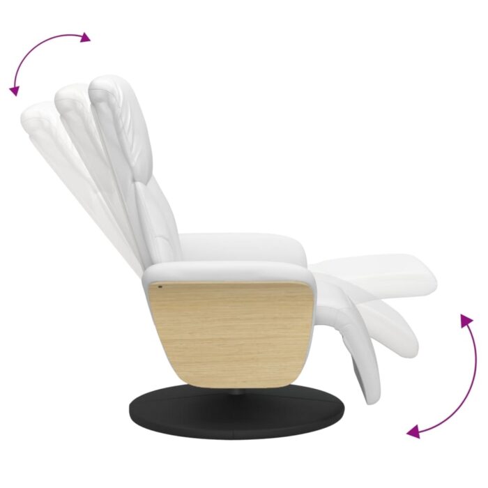 Fauteuil inclinable avec repose-pieds blanc similicuir – Image 4