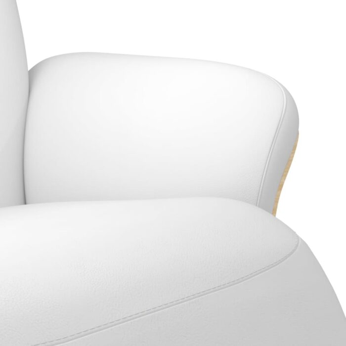 Fauteuil inclinable avec repose-pieds blanc similicuir – Image 5
