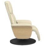Fauteuil inclinable de massage et repose-pieds crème similicuir – Image 3