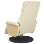 Fauteuil inclinable de massage et repose-pieds crème similicuir – Image 4