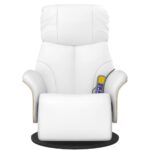 Fauteuil inclinable de massage repose-pieds blanc similicuir – Image 2