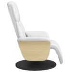 Fauteuil inclinable de massage repose-pieds blanc similicuir – Image 3
