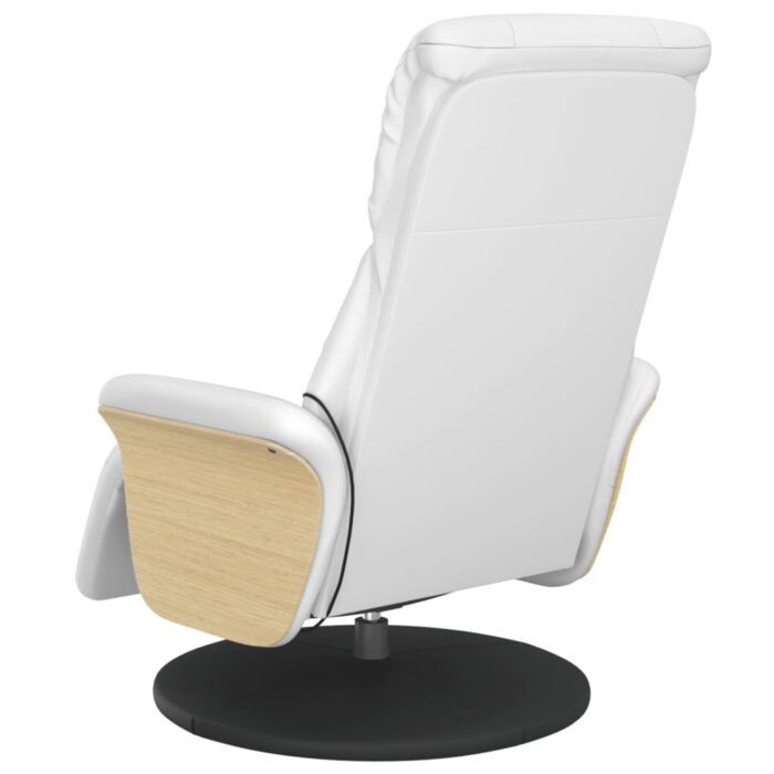Fauteuil inclinable de massage repose-pieds blanc similicuir – Image 4