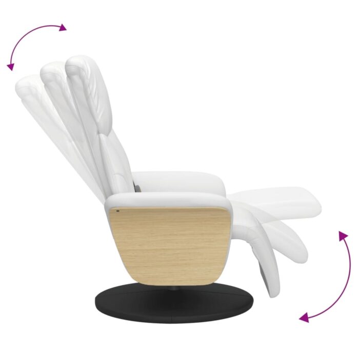 Fauteuil inclinable de massage repose-pieds blanc similicuir – Image 5