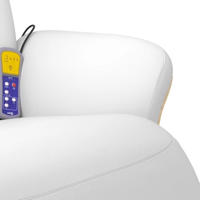 Fauteuil inclinable de massage repose-pieds blanc similicuir – Image 6