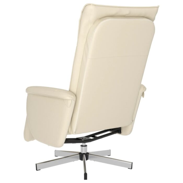 Fauteuil inclinable avec repose-pieds crème similicuir – Image 3