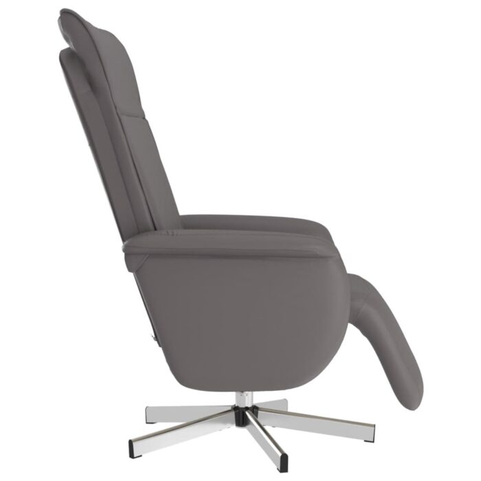Fauteuil inclinable avec repose-pieds gris similicuir – Image 2