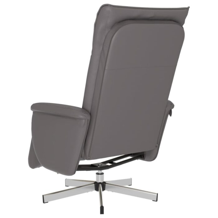 Fauteuil inclinable avec repose-pieds gris similicuir – Image 3