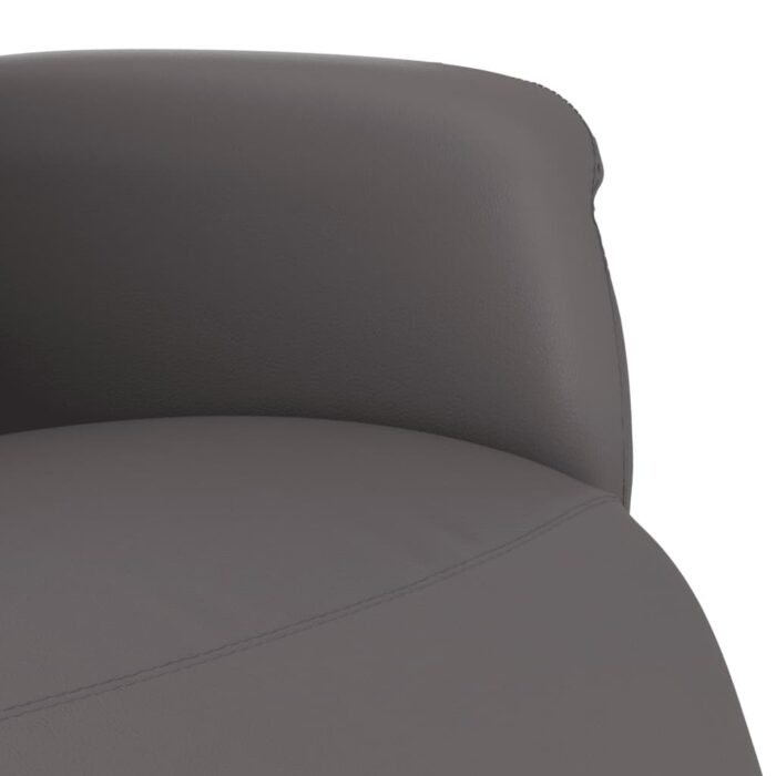 Fauteuil inclinable avec repose-pieds gris similicuir – Image 5