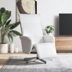 Fauteuil inclinable avec repose-pieds blanc similicuir