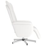 Fauteuil inclinable avec repose-pieds blanc similicuir – Image 2