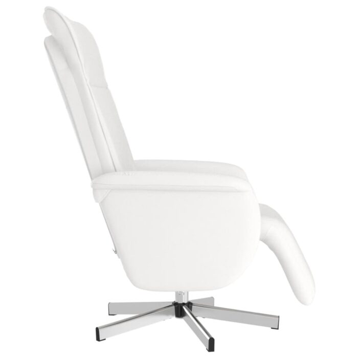 Fauteuil inclinable avec repose-pieds blanc similicuir – Image 2