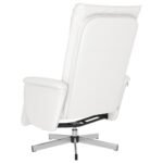 Fauteuil inclinable avec repose-pieds blanc similicuir – Image 3