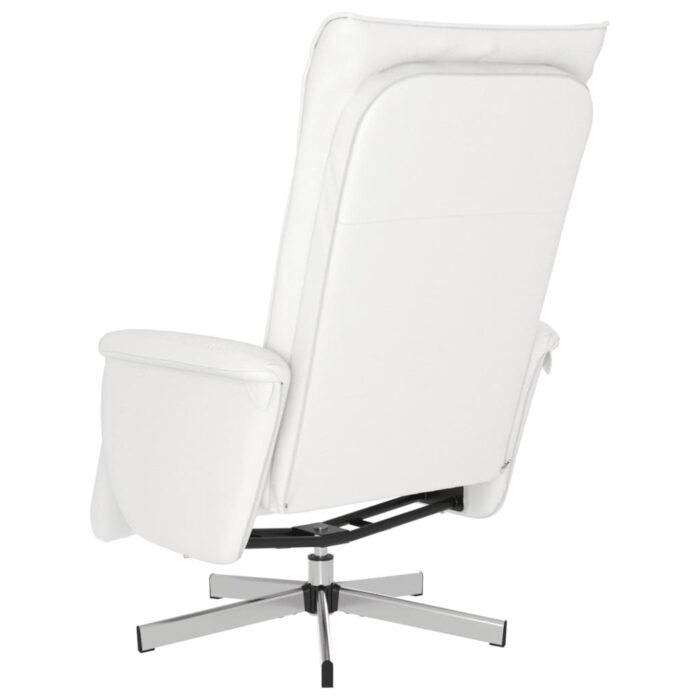 Fauteuil inclinable avec repose-pieds blanc similicuir – Image 3