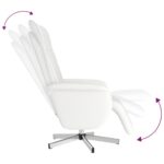 Fauteuil inclinable avec repose-pieds blanc similicuir – Image 4