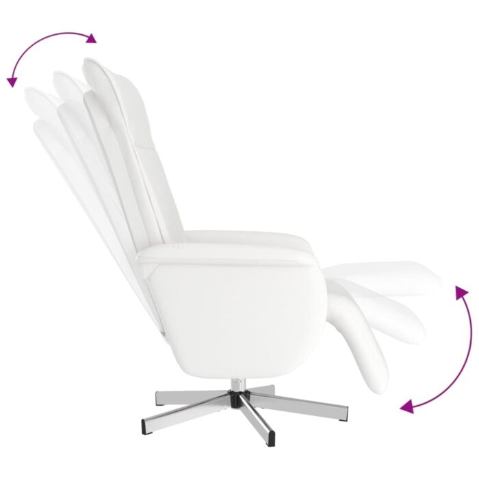 Fauteuil inclinable avec repose-pieds blanc similicuir – Image 4