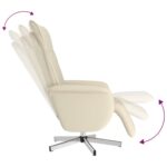 Fauteuil inclinable de massage et repose-pieds crème similicuir – Image 4