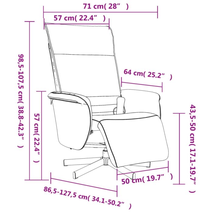 Fauteuil inclinable de massage et repose-pieds crème similicuir – Image 9