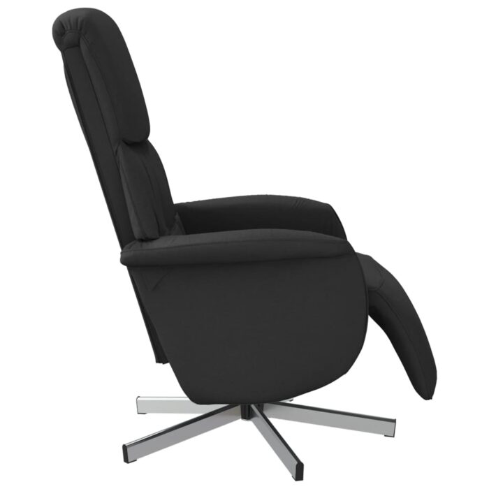 Fauteuil inclinable avec repose-pieds noir tissu – Image 2
