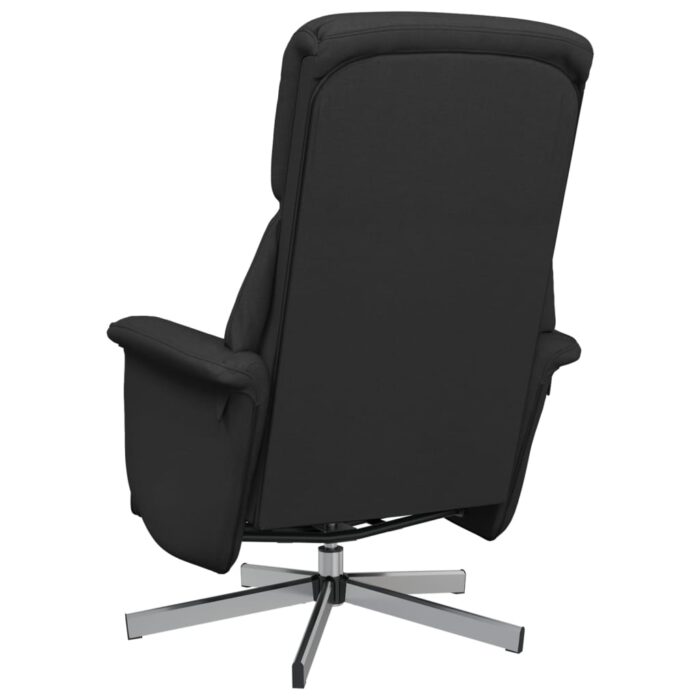 Fauteuil inclinable avec repose-pieds noir tissu – Image 3