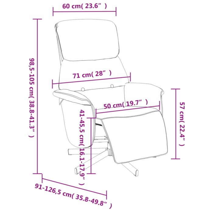 Fauteuil inclinable avec repose-pieds noir tissu – Image 7