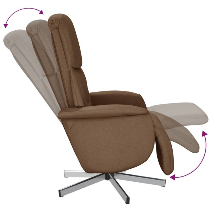 Fauteuil inclinable avec repose-pieds marron tissu – Image 4