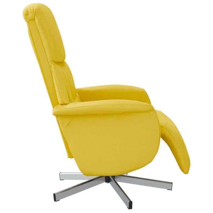 Fauteuil inclinable avec repose-pieds jaune clair tissu – Image 2