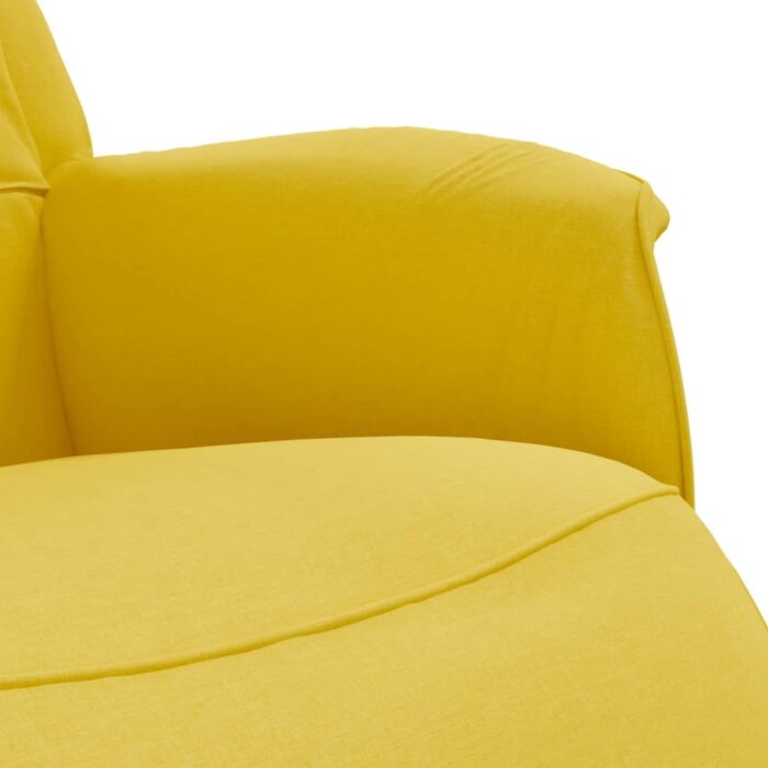 Fauteuil inclinable avec repose-pieds jaune clair tissu – Image 5