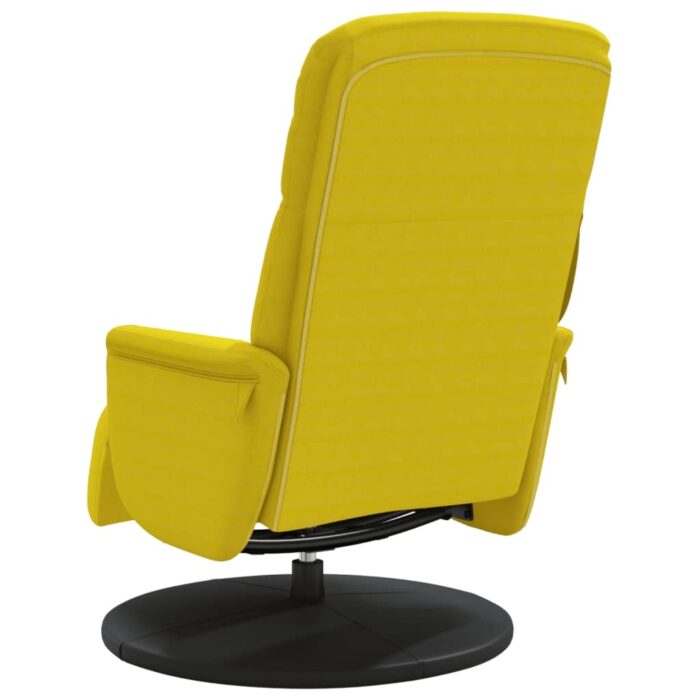 Fauteuil inclinable avec repose-pied jaune velours – Image 3