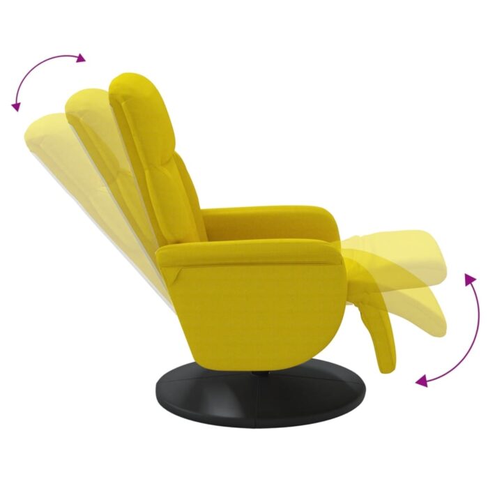 Fauteuil inclinable avec repose-pied jaune velours – Image 4