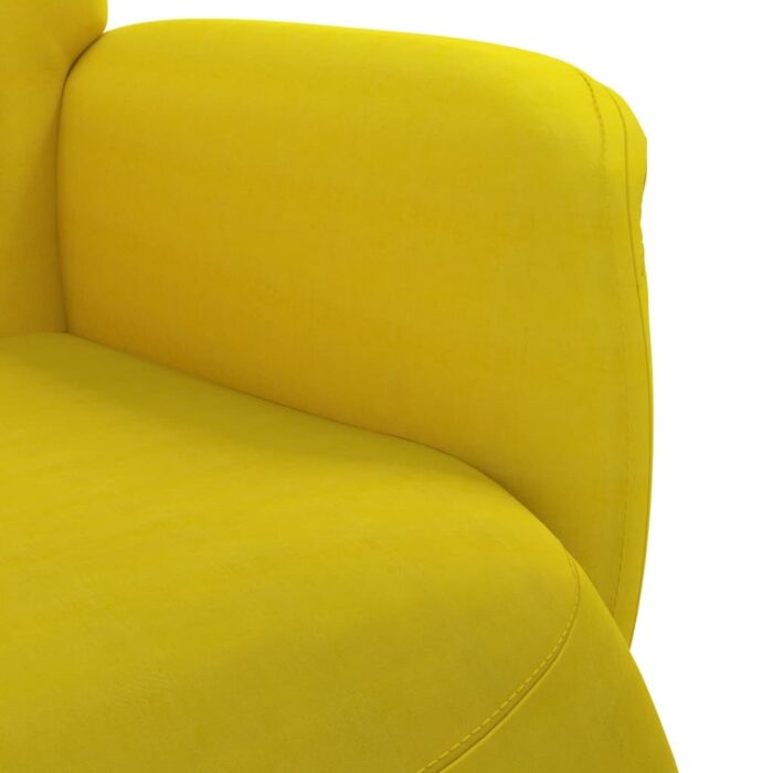 Fauteuil inclinable avec repose-pied jaune velours – Image 5