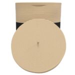 Panier de rangement avec couvercle noir et beige Ø37x50cm coton – Image 3