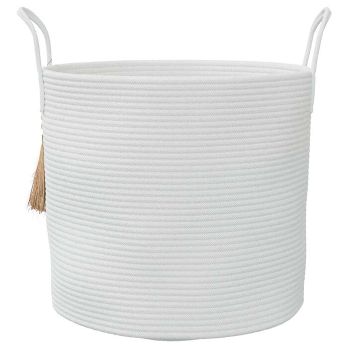 Panier de rangement blanc Ø40x35 cm coton – Image 2