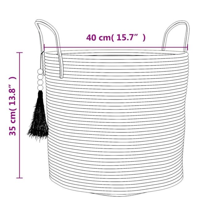 Panier de rangement blanc Ø40x35 cm coton – Image 6