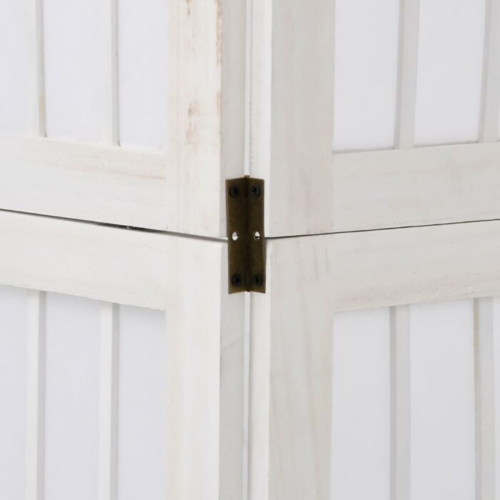 Cloison de séparation 6 panneaux blanc bois de paulownia massif – Image 5