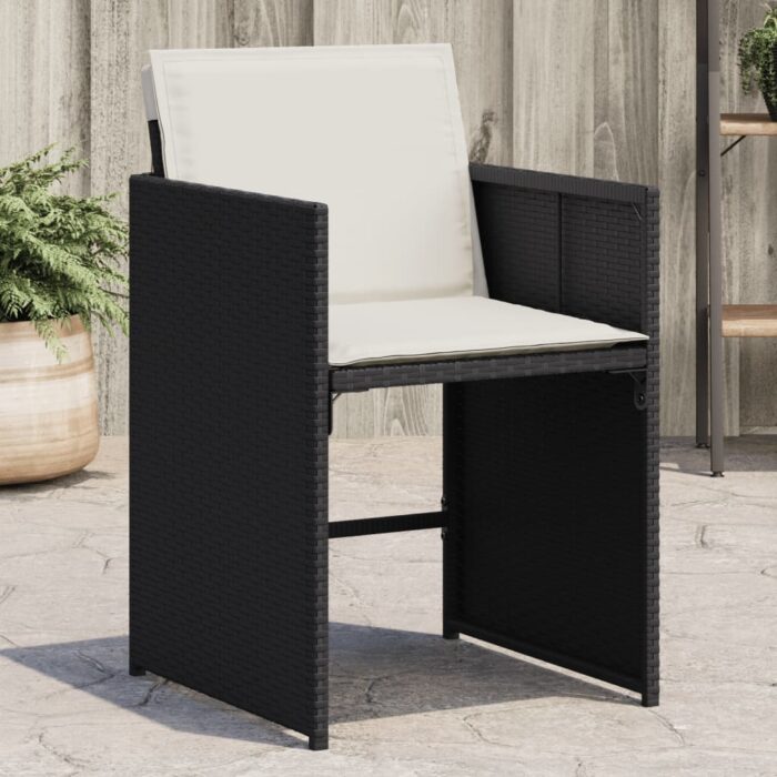 364983_1.jpg Chaises de jardin lot de 4 avec coussins noir résine tressée – Image 1