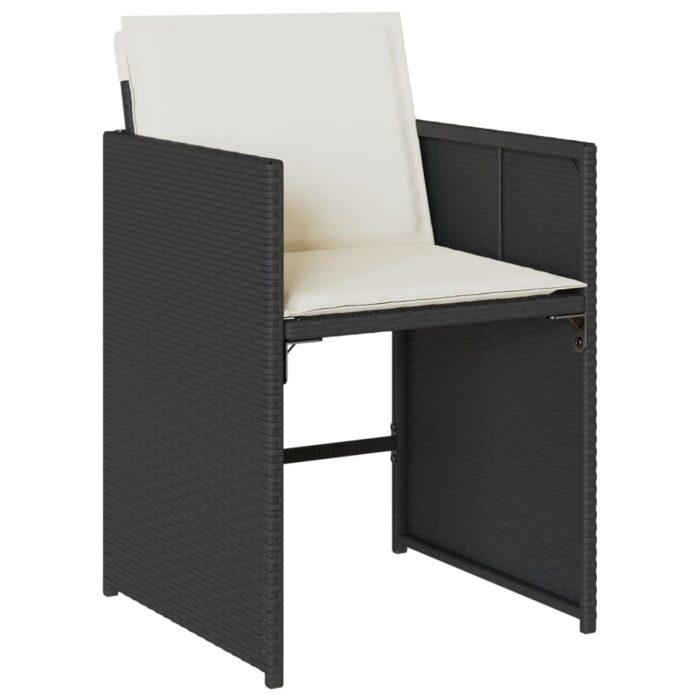 Chaises de jardin lot de 4 avec coussins noir résine tressée – Image 2