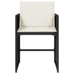 Chaises de jardin lot de 4 avec coussins noir résine tressée – Image 3