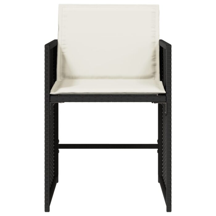 Chaises de jardin lot de 4 avec coussins noir résine tressée – Image 3