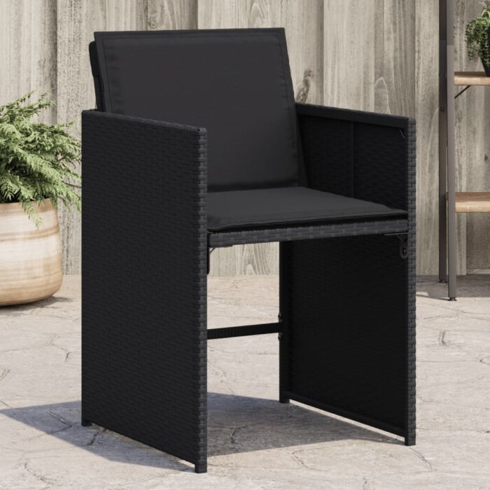 364984_1.jpg Chaises de jardin lot de 4 avec coussins noir résine tressée – Image 1