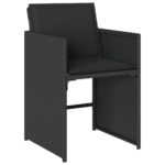Chaises de jardin lot de 4 avec coussins noir résine tressée – Image 2