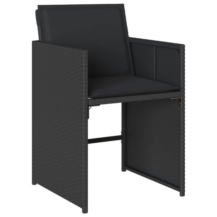 Chaises de jardin lot de 4 avec coussins noir résine tressée – Image 2