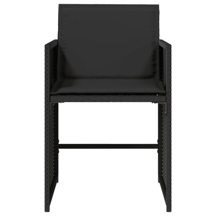 Chaises de jardin lot de 4 avec coussins noir résine tressée – Image 3