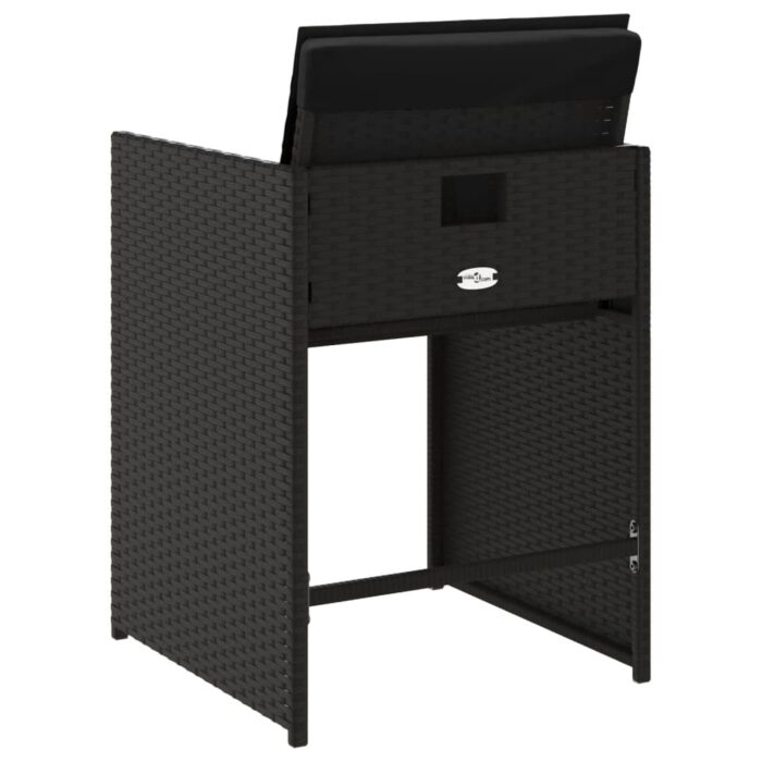 Chaises de jardin lot de 4 avec coussins noir résine tressée – Image 5
