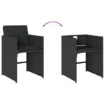 Chaises de jardin lot de 4 avec coussins noir résine tressée – Image 6